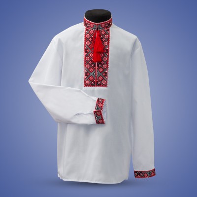 Embroidered shirt for boy "Strict Ornament" red